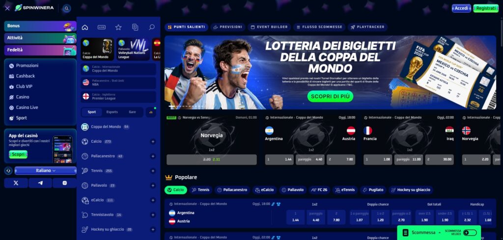 Spinwinera pagamenti e prelievi