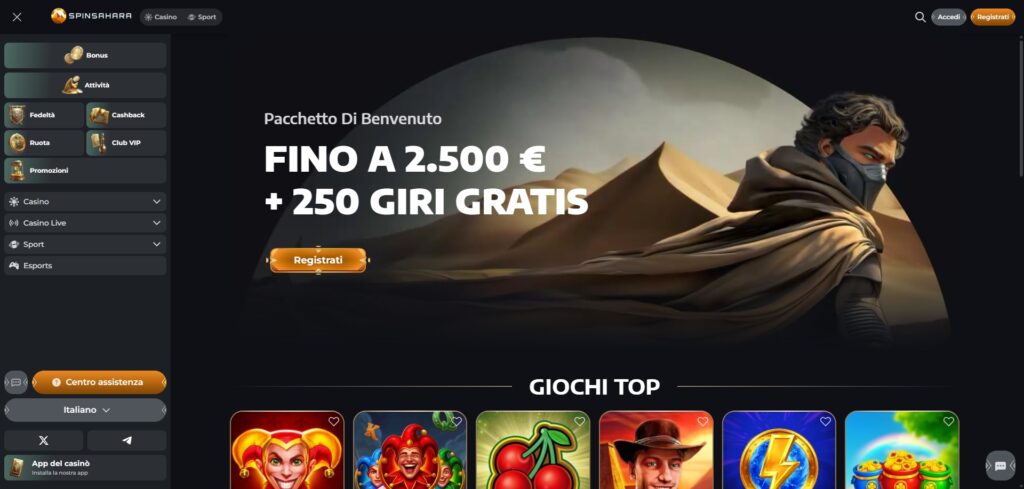 Spin Sahara casinò online