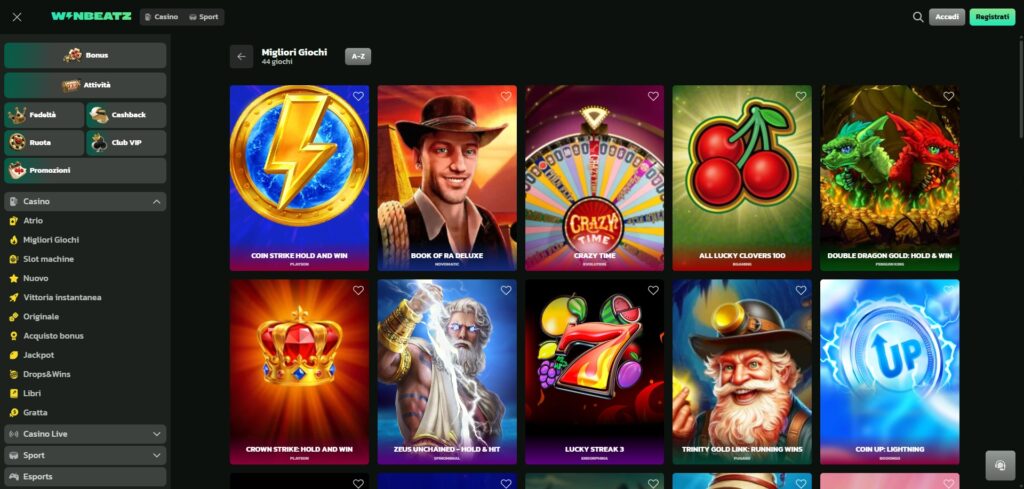 Winbeatz migliori giochi e slot